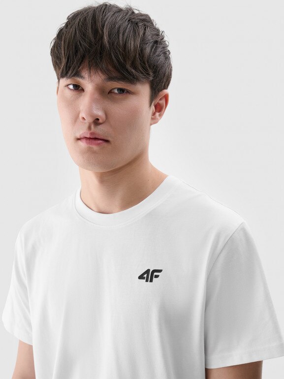 Męski t-shirt basic 4F 4FWMM00TTSHM2256 - biały