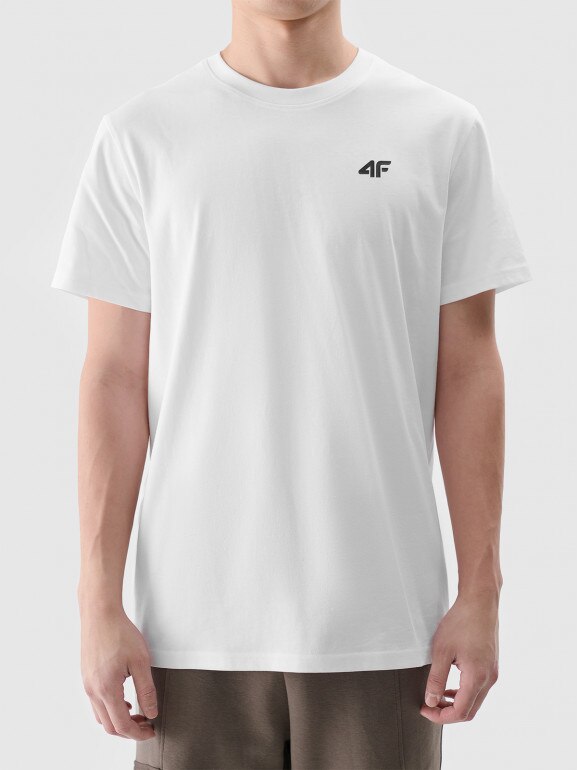 Męski t-shirt basic 4F 4FWMM00TTSHM2256 - biały
