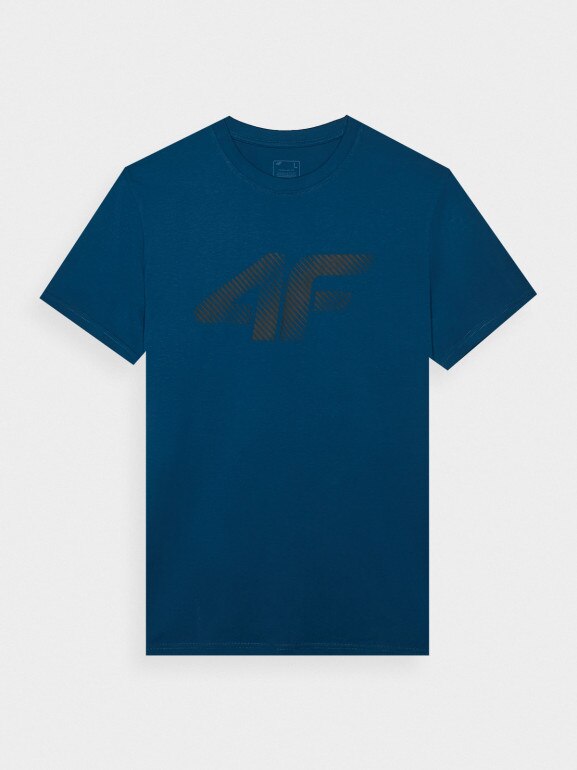 Męski t-shirt z nadrukiem 4F 4FWMM00TTSHM2257 - turkusowy