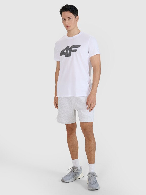 Męski t-shirt z nadrukiem 4F 4FWMM00TTSHM2658 - biały