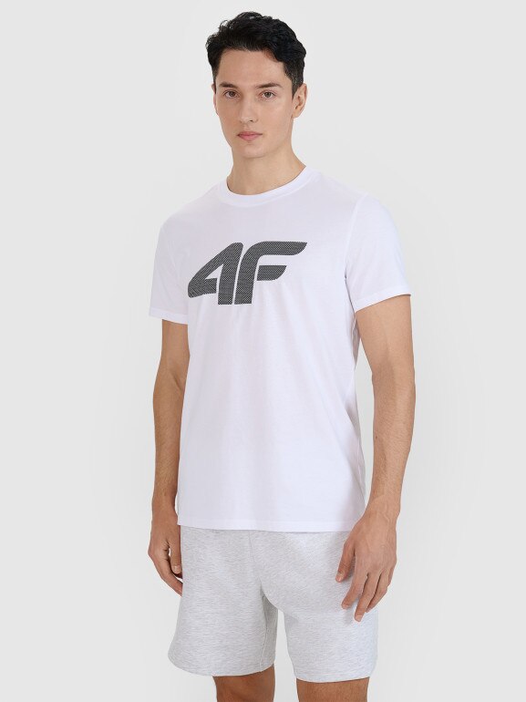 Męski t-shirt z nadrukiem 4F 4FWMM00TTSHM2658 - biały
