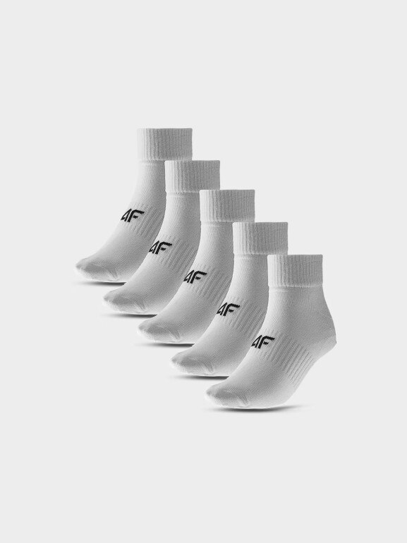 Męskie skarpetki basic (5-pack) 4F 4FWMM00USOCM283 - białe