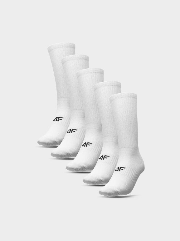 Męskie skarpetki za kostkę (5-pack) 4F 4FWMM00USOCM285 - białe