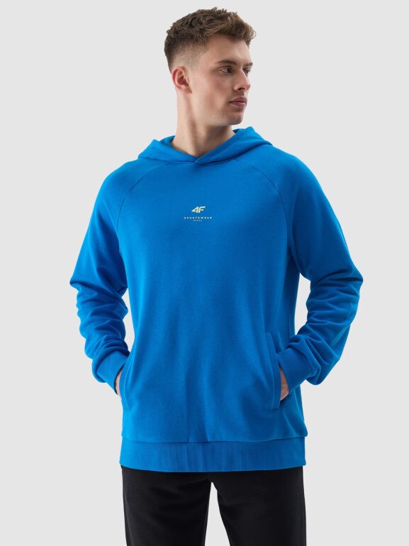 Męska bluza nierozpinana z kapturem 4F 4FWSS24TSWSM1010 - niebieska