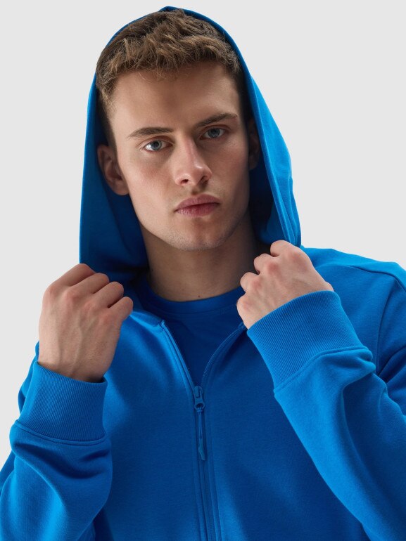 Męska bluza rozpinana z kapturem 4F 4FWSS24TSWSM1011 - niebieska