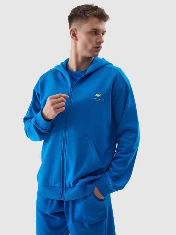 Męska bluza rozpinana z kapturem 4F 4FWSS24TSWSM1011 - niebieska