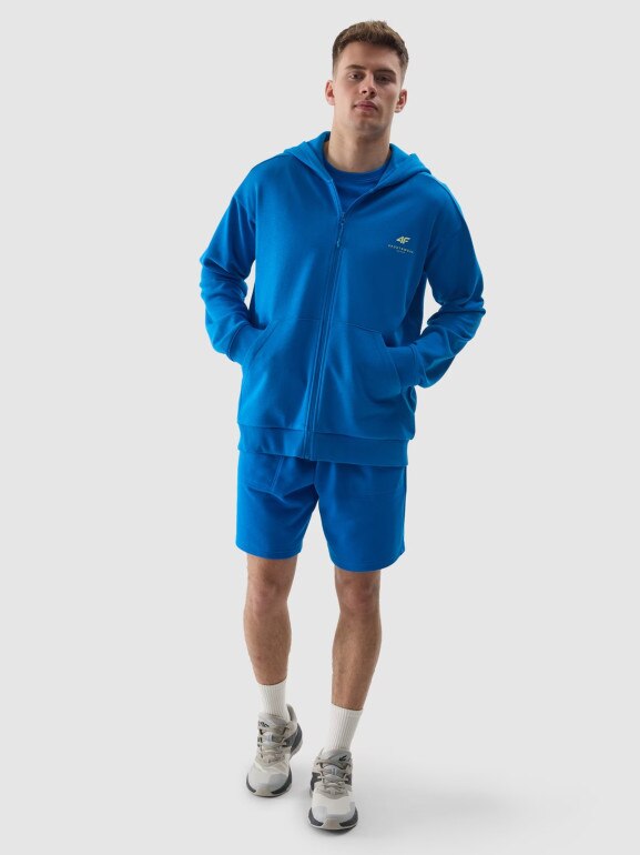 Męska bluza rozpinana z kapturem 4F 4FWSS24TSWSM1011 - niebieska