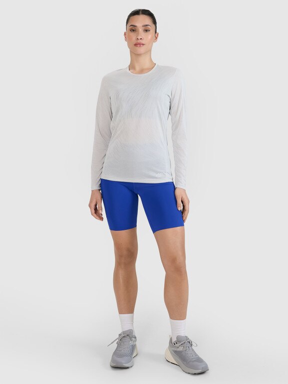 Damski longsleeve do biegania 4F 4FWSS25TFLOF328 - szary