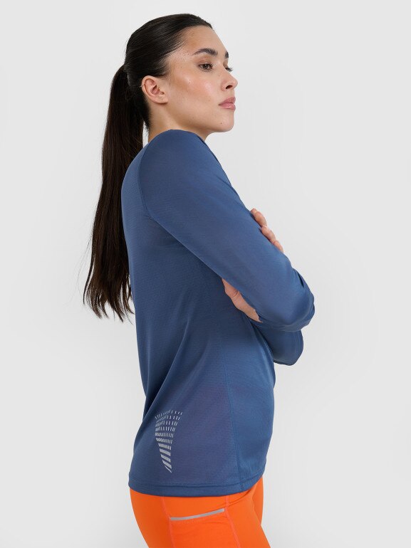 Damski longsleeve do biegania 4F 4FWSS25TFLOF328 - niebieski