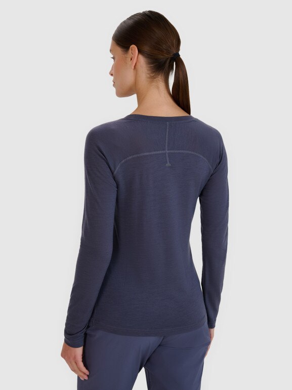 Damski longsleeve trekkingowy 4F 4FWSS25TFLOF332 - granatowy