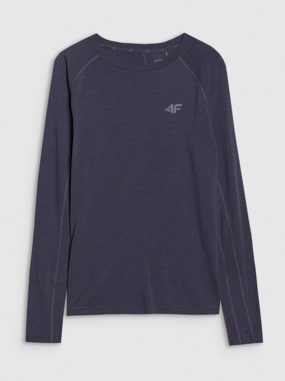 Damski longsleeve trekkingowy 4F 4FWSS25TFLOF332 - granatowy