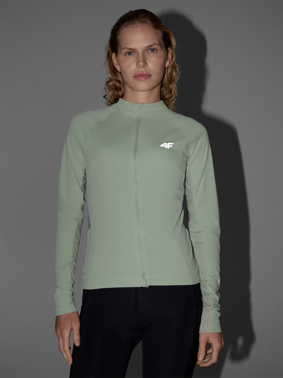 Damski longsleeve rowerowy 4F 4FWSS25TFLOF343 - zielony