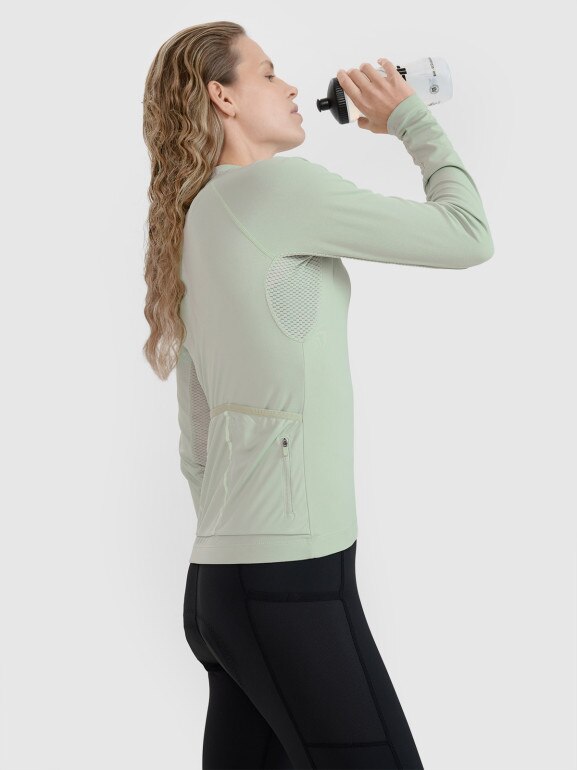 Damski longsleeve rowerowy 4F 4FWSS25TFLOF343 - zielony