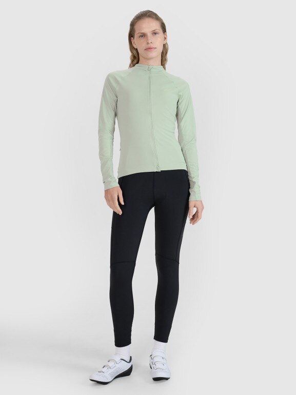 Damski longsleeve rowerowy 4F 4FWSS25TFLOF343 - zielony