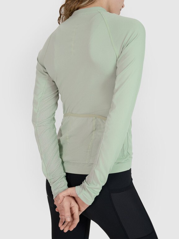 Damski longsleeve rowerowy 4F 4FWSS25TFLOF343 - zielony