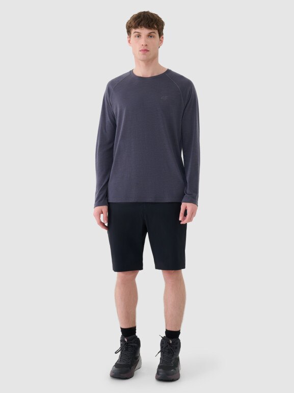Męski longsleeve trekkingowy 4F 4FWSS25TFLOM330 - granatowy
