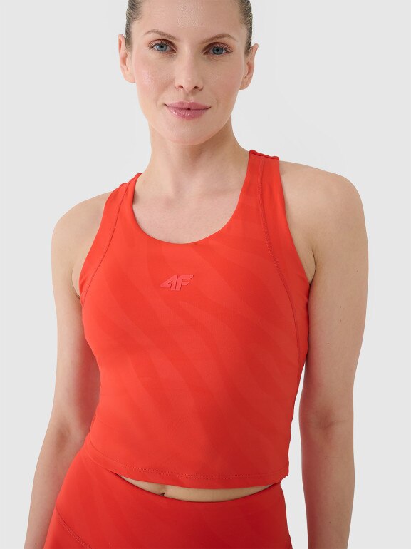 Damski top treningowy 4F 4FWSS25TFSLF413 - czerwony