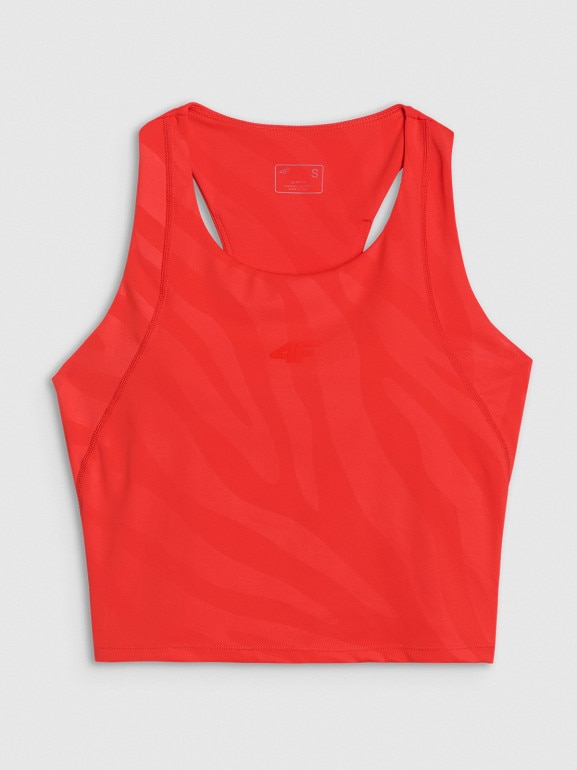 Damski top treningowy 4F 4FWSS25TFSLF413 - czerwony