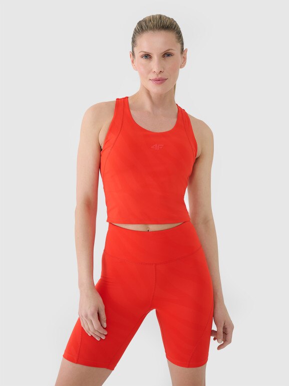 Damski top treningowy 4F 4FWSS25TFSLF413 - czerwony