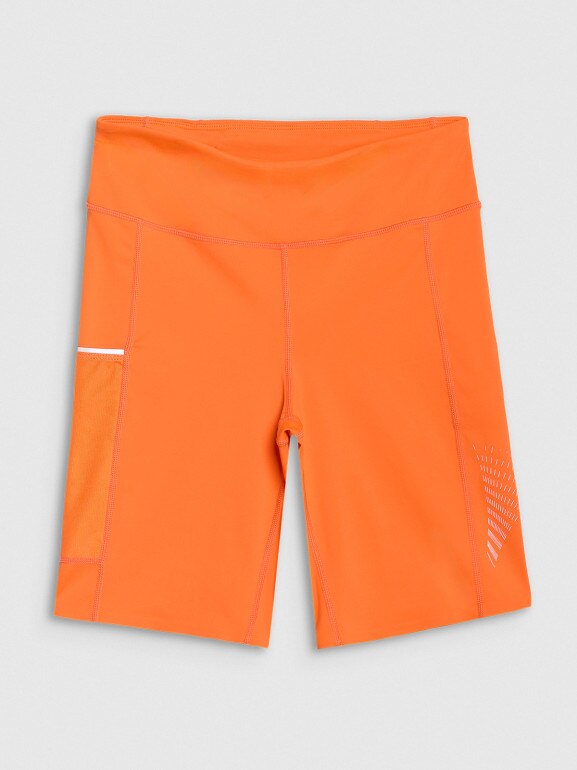 Damskie legginsy kolarki do biegania 4F 4FWSS25TFSTF027 - pomarańczowe