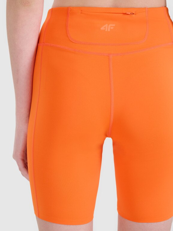 Damskie legginsy kolarki do biegania 4F 4FWSS25TFSTF027 - pomarańczowe