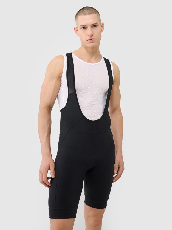 Męskie legginsy rowerowe z szelkami 4F 4FWSS25TFSTM040 - czarne