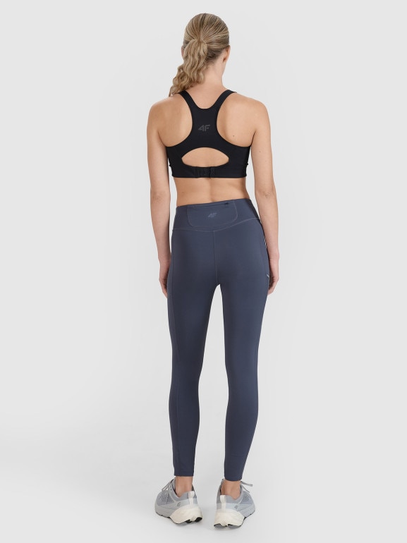 Damskie legginsy do biegania 4F 4FWSS25TFTIF319 - granatowe