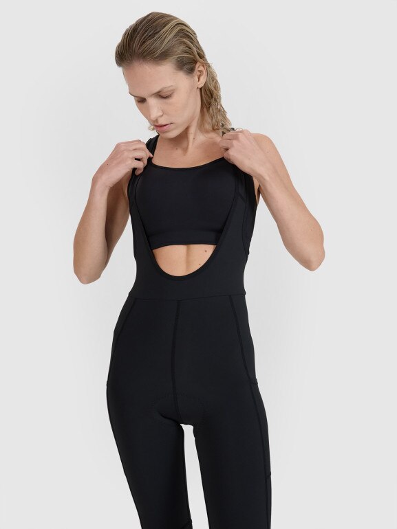 Damskie legginsy kolarskie z szelkami 4F 4FWSS25TFTIF331 - czarne