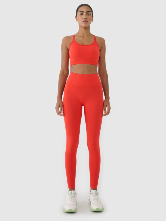 Damskie legginsy treningowe 4F 4FWSS25TFTIF380 - czerwone