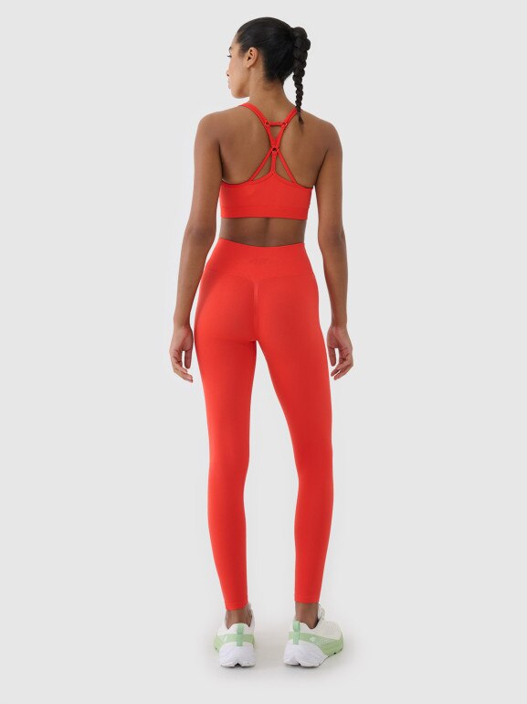Damskie legginsy treningowe 4F 4FWSS25TFTIF380 - czerwone