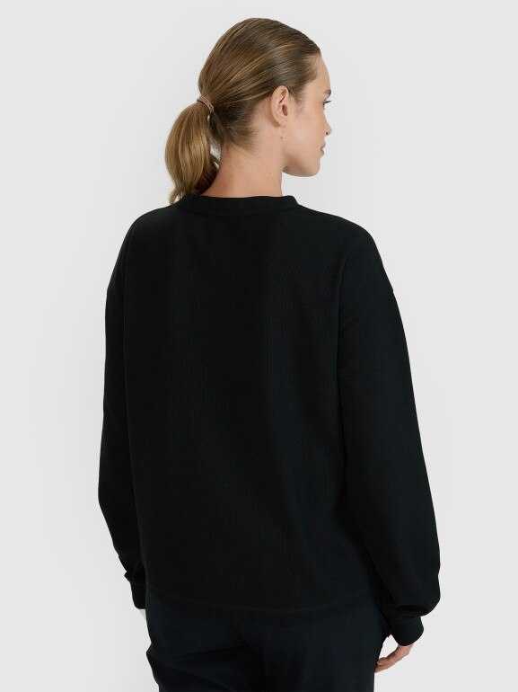 Damski longsleeve oversize 4F 4FWSS25TLONF393 - czarny
