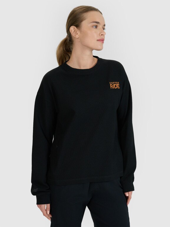 Damski longsleeve oversize 4F 4FWSS25TLONF393 - czarny