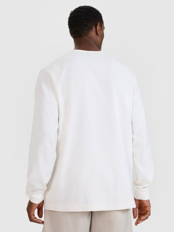 Męski longsleeve oversize 4F 4FWSS25TLONM390 - biały