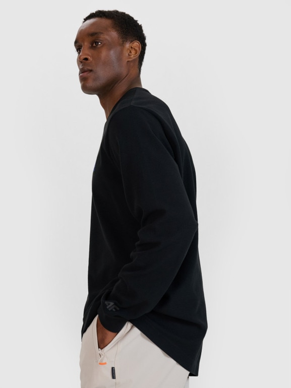 Męski longsleeve oversize 4F 4FWSS25TLONM390 - czarny