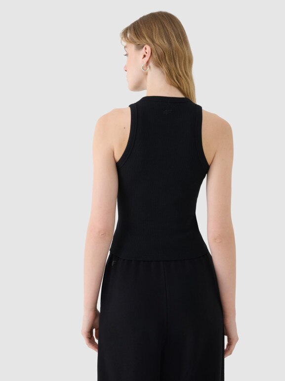 Damski top basic 4F 4FWSS25TSLEF119 - czarny