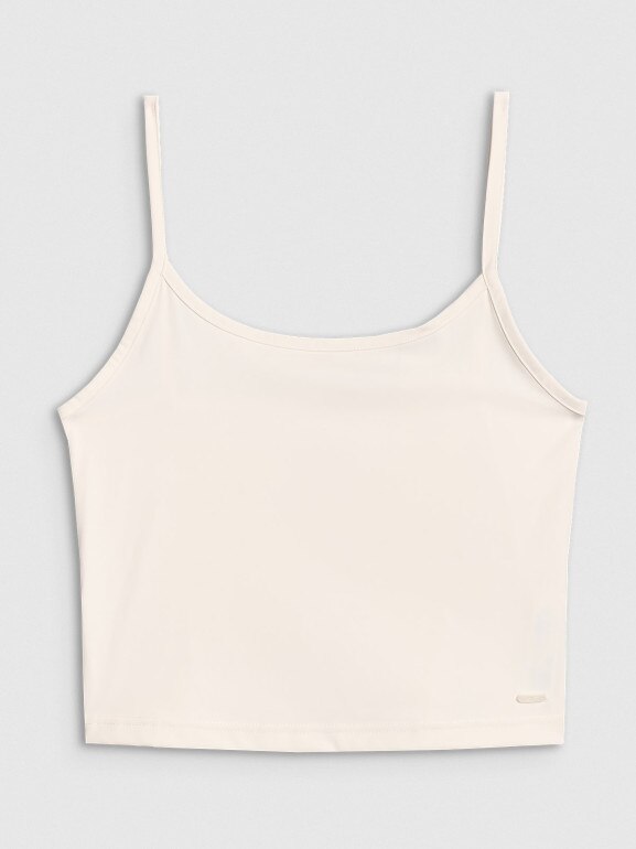 Damski crop-top na ramiączkach 4F 4FWSS25TSLEF127 - biały