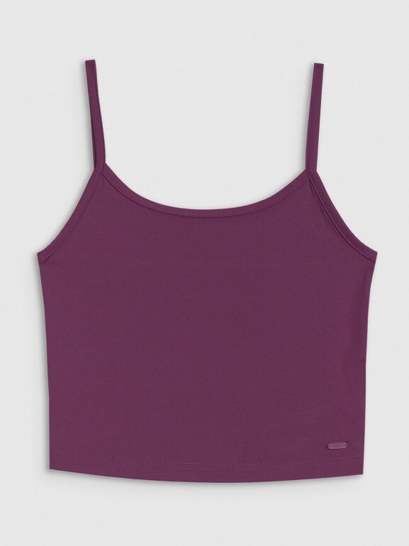 Damski crop-top na ramiączkach 4F 4FWSS25TSLEF127 - fioletowy