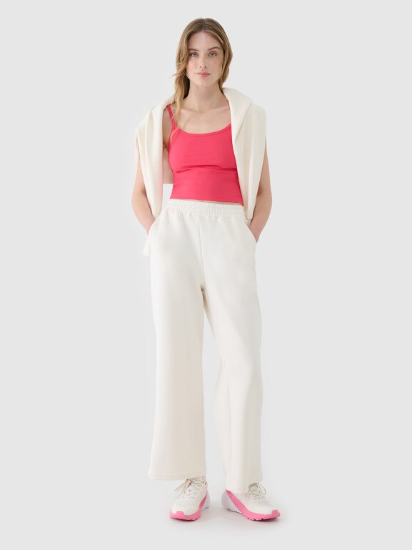 Damski crop-top na ramiączkach 4F 4FWSS25TSLEF127 - różowy
