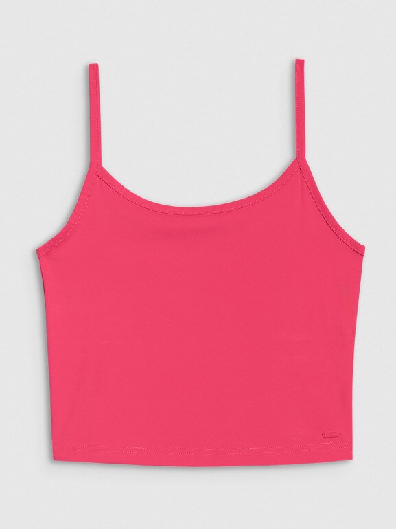 Damski crop-top na ramiączkach 4F 4FWSS25TSLEF127 - różowy