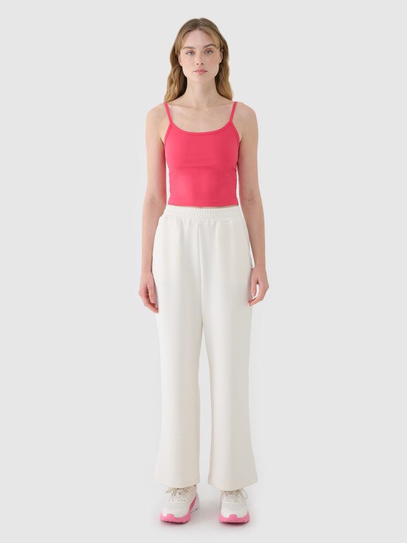 Damski crop-top na ramiączkach 4F 4FWSS25TSLEF127 - różowy