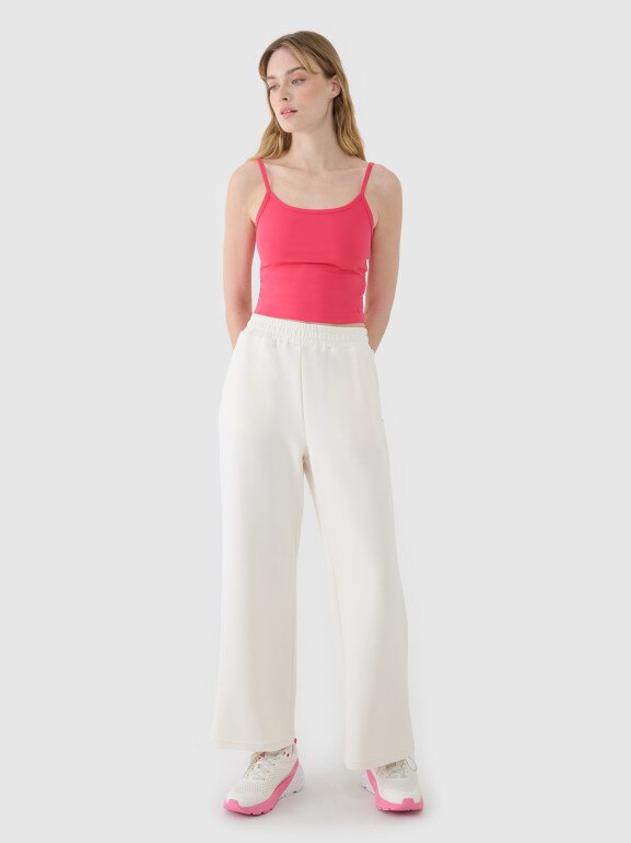 Damski crop-top na ramiączkach 4F 4FWSS25TSLEF127 - różowy