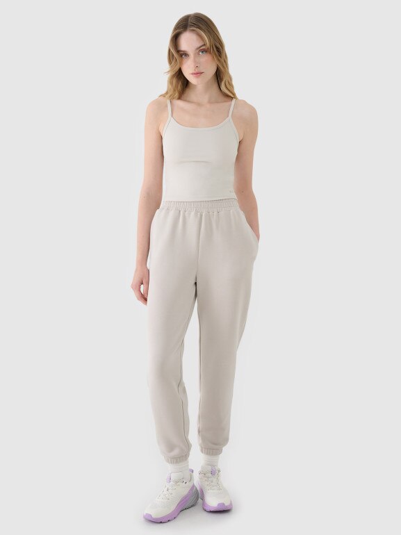 Damski crop-top na ramiączkach 4F 4FWSS25TSLEF127 - szary