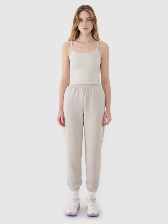 Damski crop-top na ramiączkach 4F 4FWSS25TSLEF127 - szary