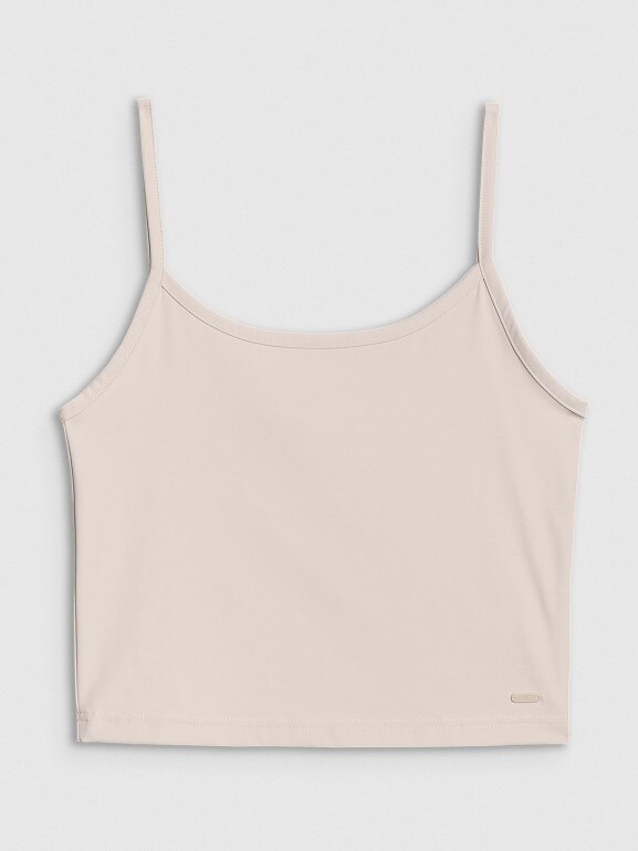 Damski crop-top na ramiączkach 4F 4FWSS25TSLEF127 - szary