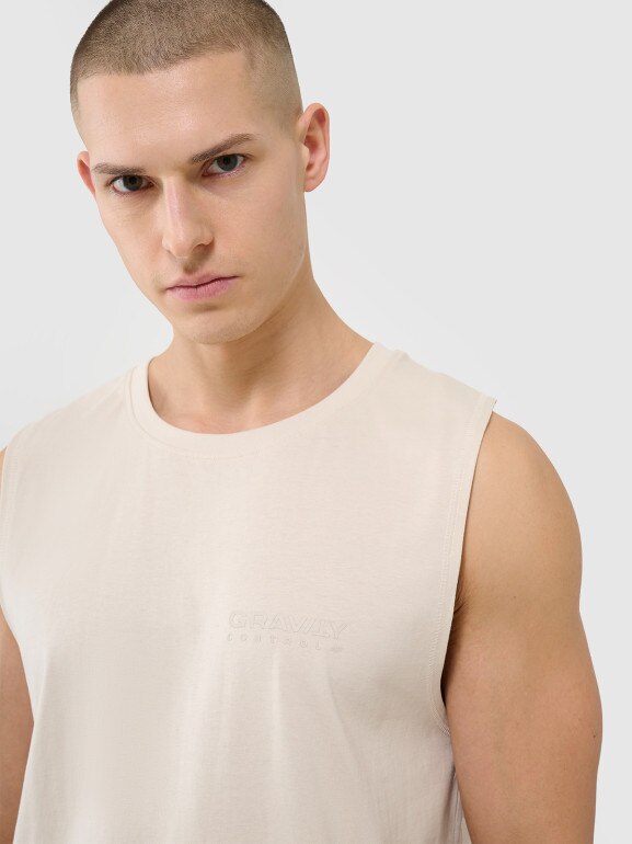 Męski top oversize 4F 4FWSS25TSLEM128 - beżowy