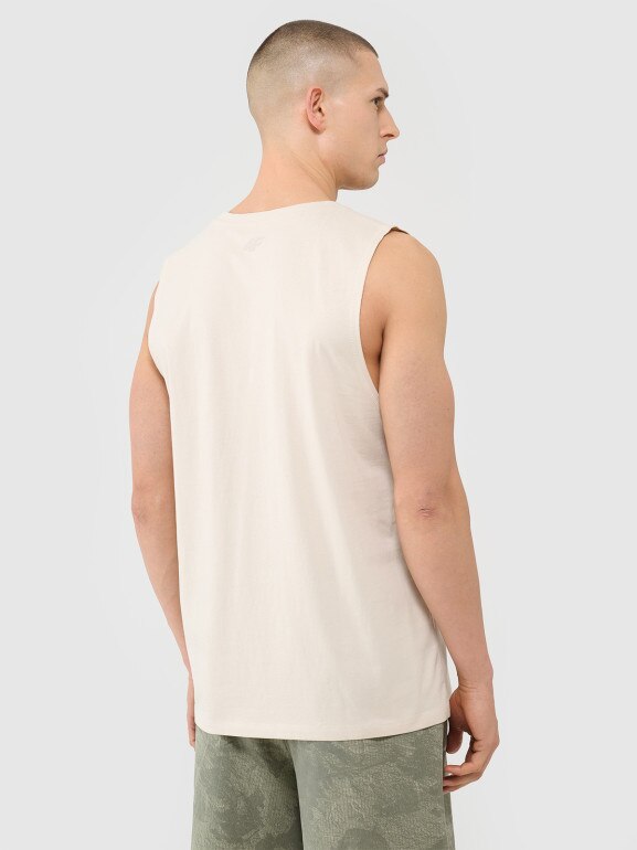 Męski top oversize 4F 4FWSS25TSLEM128 - beżowy