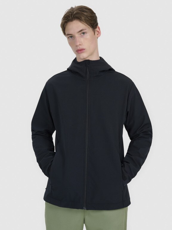 Męski softshell z kapturem 4F 4FWSS25TSOFM324 - czarny