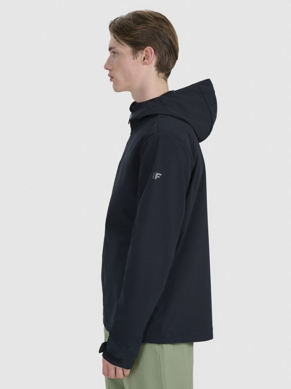 Męski softshell z kapturem 4F 4FWSS25TSOFM324 - czarny