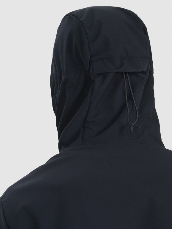 Męski softshell z kapturem 4F 4FWSS25TSOFM324 - czarny