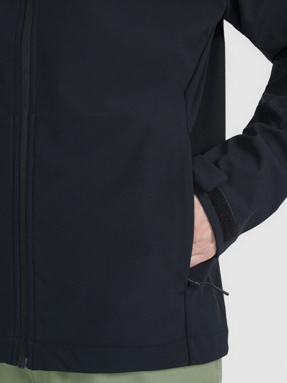 Męski softshell z kapturem 4F 4FWSS25TSOFM324 - czarny